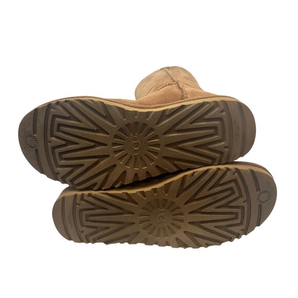 UGG BAILEY 3 Button Boots Women's 10 CHESTNUT Suede Sheepskin Triplet II - Picture 4 of 9